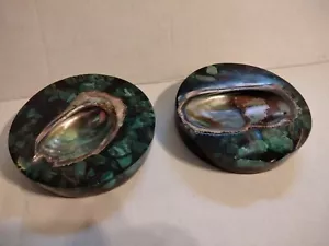 2 Vintage Acrylic Ashtray With Genuine Abalone Shell - Picture 1 of 3