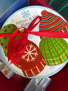 Boston Warehouse Snow Much Fun Mitten & Hat Plate Set 4Pc In Original Box - Picture 1 of 1