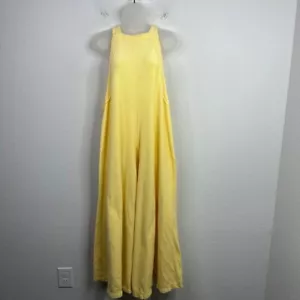 Intimately Free People Jumpsuit Womens Small Yellow Terry Cloth Wide Leg Boho - Picture 1 of 9