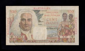 F.C. MARTINICA MARTINIQUE , 100 FRANCOS 1947/49 , BC+ ( F+ ) , ROTURA , P.31a . - Imagen 1 de 2