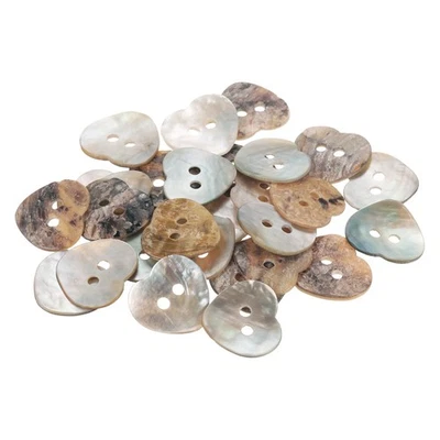 30 Stück Perlmutt Knöpfe 0.6" Herz Muschel Nähen Knopf Für Stoff Handwerk - Bild 1 von 4