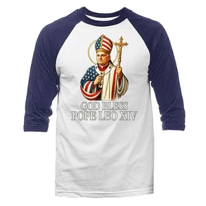 God Bless America Blessings from Pope León XIV manga 3/4 raglán - Imagen 1 de 10
