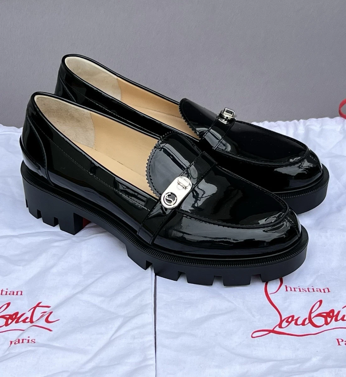 Christian Louboutin Women's Loafer Patent Leather Flats for Women