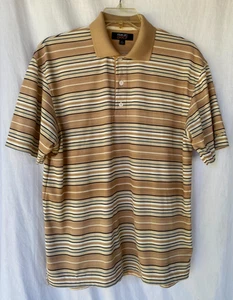 REEBOK..BROWN..STRIPED..GOLF/POLO..3 BUTTON..SHIRT..MEN LARGE - Picture 1 of 3