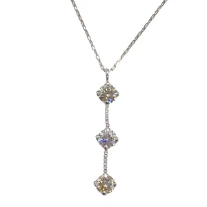 Halskette Anhänger dreifach Diamant 0,3ct rund Platin Pt900 Pt850 graviert 0060 - Bild 1 von 19