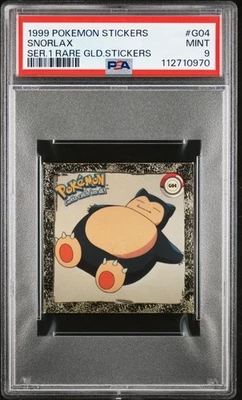 1999 Pokemon Artbox Stickers Series 1 Rare Gold Snorlax #G04 • PSA 9 - Image 1 of 2