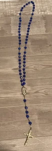 Vintage Lourdes Rosary Lucite Blue Bubble Beads Italy c. 1950s - Picture 1 of 8