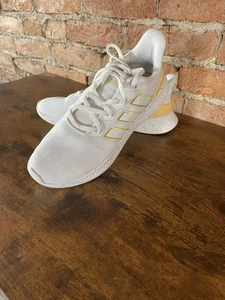 Adidas Promotion SE Knit Running Shoe Sneaker White Gold Metallic Size 10 - Picture 1 of 10