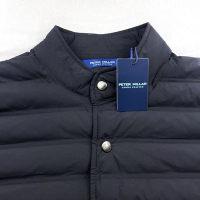 Peter Millar Crown Crafted Lightweight Quilted Full Snap Vest Black XL $295 - Image 1 of 4