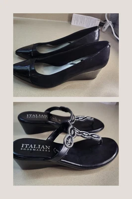 Lote de zapatos para mujer talla 8,5 - cuñas negras Anne Klein y zapateros italianos diapositivas Foto 1 de 4