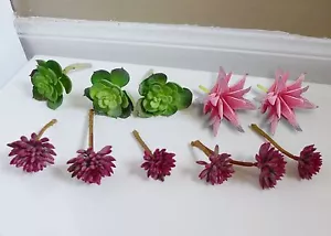 11 künstliche Mini-Pflanzen grüner Lotus und rote Sukkulenten Gräser - Bild 1 von 1