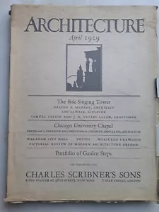 Architecture Magazine April 1929 Issue - Chicago Univ. Chapel, BOK Singing Tower - Picture 1 of 3