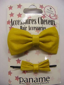 Paname Paris, Yellow Leather Hair Clips, BNIP - Picture 1 of 4