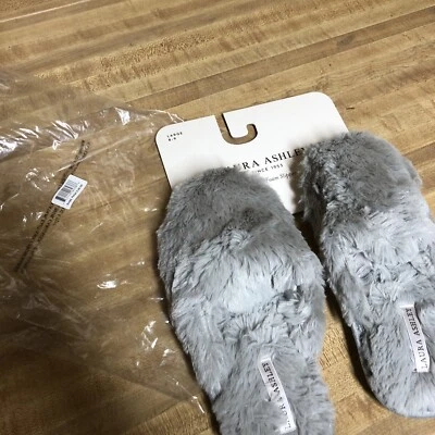 Женские плюшевые тапочки Laura Ashley из пеноматериала с эффектом памяти светло-серые большие новые - Изображение 1 из 4
