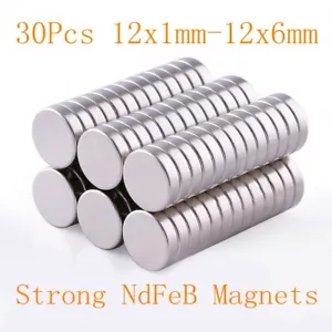 30pcs Dia12mm Thickness 1-6mm Strong NdFeB Magnet Cylindrical Rare Earth Magnets - Picture 1 of 19