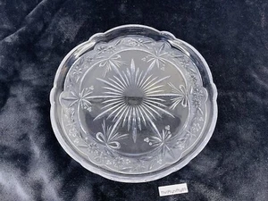 STUDIO NOVA ROUND GLASS ETCHED 13” PLATTER TRAY CUT CRYSTAL FLOWERS - Picture 1 of 5