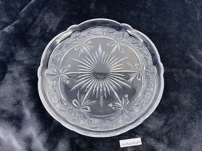 STUDIO NOVA ROUND GLASS ETCHED 13” PLATTER TRAY CUT CRYSTAL FLOWERS - Image 1 of 4