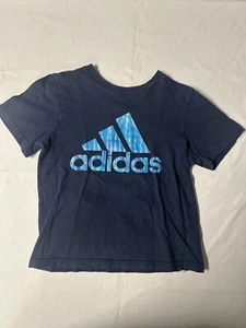 Adidas Boy's Size 5 Blue w/Camouflage Logo Short Sleeve Crewneck T-Shirt - Picture 1 of 3
