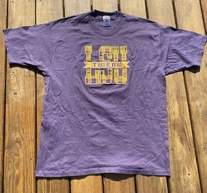 Vintage Louisiana State University LSU Tigers bestickt kariert Grafik T-Shirt XL - Bild 1 von 3