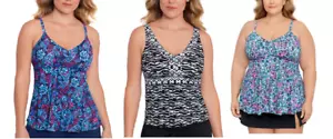 NWT Swim Solutions Womens V-Neck Underwire Tankini Top Sizes 8-20W $80 LLL105 - Picture 1 of 7