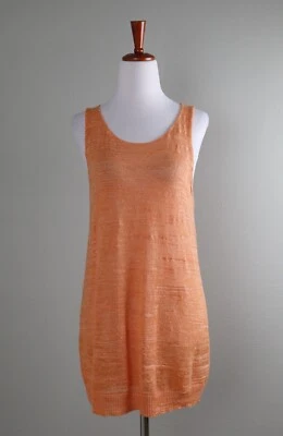 Camiseta sin mangas LAFAYETTE 148 Nueva York $178 naranja semi transparente de lino talla mediana Foto 1 de 4