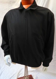 Valente 100% Wool Flannel Jacket Size 52 Black Bomber Style - Made in Italy - Picture 1 of 8