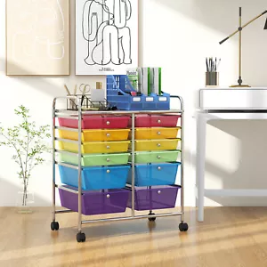 12 Drawers Rolling Cart Storage Multicolor Scrapbook Paper Organizer Office Bins - Picture 1 of 8