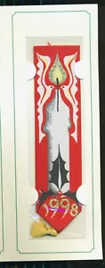 1998 CHRISTMAS BOOKMARK WOVEN CANDLE DOVES SILK GOLD THREADI - Foto 1 di 3