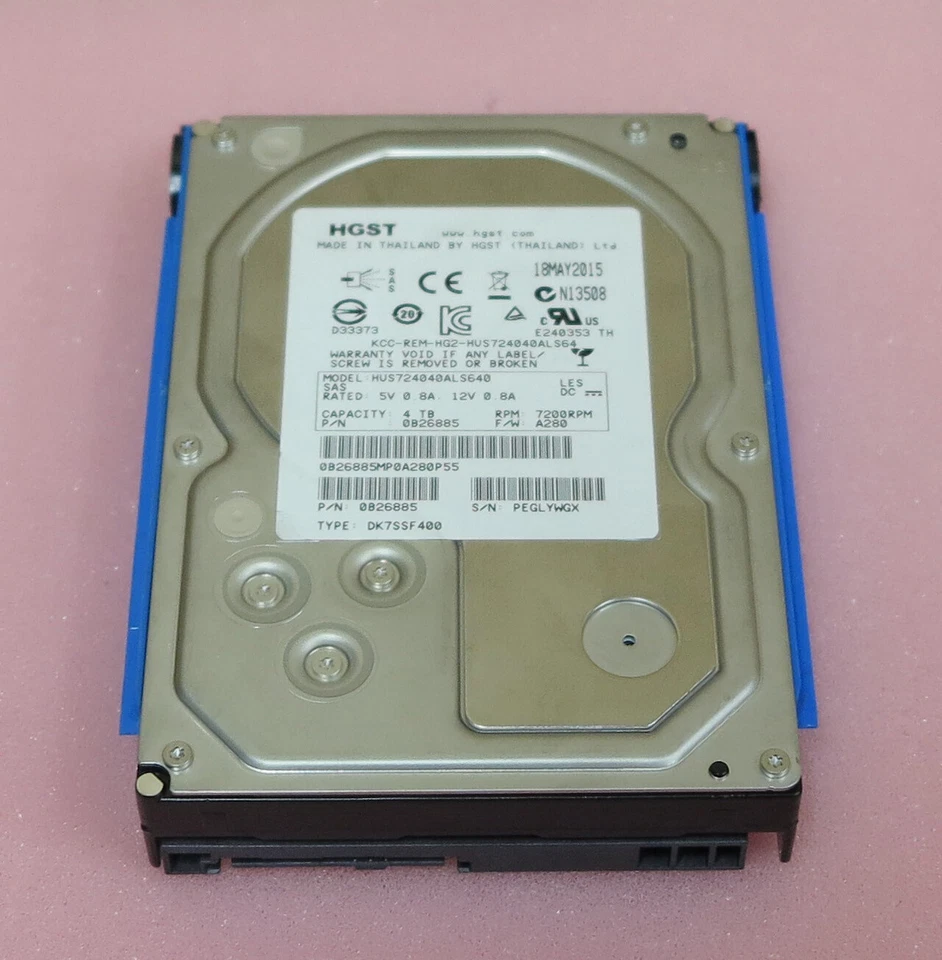Nexsan HGST Ultrastar 7K4000 4TB 3.5" SAS 6G 7.2K FW:A280 HDD HUS724040ALS640 - Image 1 of 4