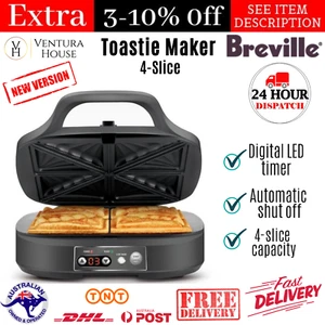 Breville 4-Slice Electric Jaffle Toastie Maker Non-stick Sandwich Snacks Press - Picture 1 of 12