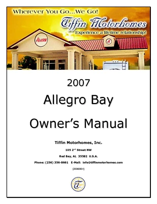 2007 Tiffin Allegro Bay Motorhome Owners Manual: 171 Pages Full Color - Image 1 of 4