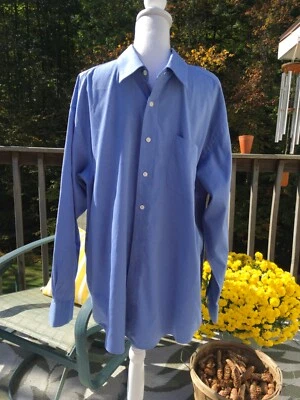 Joseph & Feiss men's blue 100% 2-ply cotton button-down shirt size 18 34/35 - Image 1 of 2