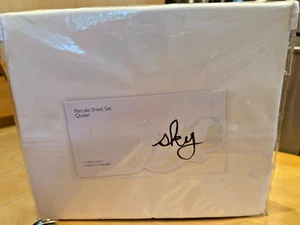 TOTALMENTE NUEVO Juego de Sábanas Queen Sky Percale 4 Piezas 100% Algodón Blanco - Imagen 1 de 4