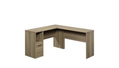 L-Desk Office Furniture Open Shelf Organizer Table Home Summer Oak Finish - Image 1 of 4