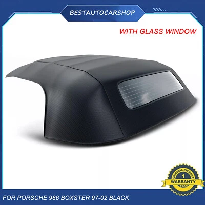 Black Convertible Soft Top for Porsche 986 Boxster 1997-2002 with Glass Window - Image 1 of 4