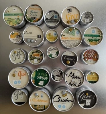 Ephemera Advent Calendar Holiday Words Vintage Ephemera Handmade Countdown - Image 1 of 4