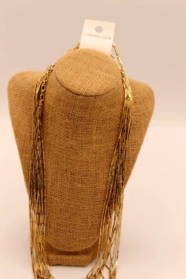 Coldwater Creek Gold Sparkling Chains Multi Strands Necklace New With Tags 49.95 - Image 1 of 4
