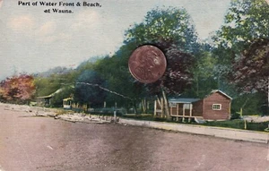 WASHINGTON WAUNA SEE TEIL DER WASSERFRONT & STRAND UM 1910 ALTE POSTKARTE - Bild 1 von 2