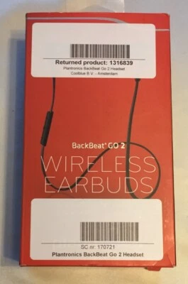 Plantronics BackBeat GO 2 Wireless Bluetooth Stereo Earbuds OPEN Box - BLACK - Image 1 of 3