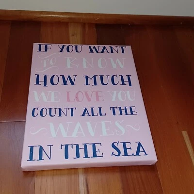 Impresión en lienzo Ocean Sea Beach bebé niña guardería arte de pared decoración rosa azul marino Foto 1 de 4