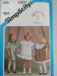 Vestidos vintage de 1980 Simplicity 6501 para niños pequeños Bloomers Popovers Betse Cann - Imagen 1 de 2