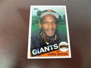 1985 TOPPS TRADED #10 CHRIS BROWN SAN FRANCISCO GIANTS SIGNED AUTOGRAPHED - Picture 1 of 3
