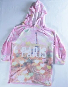 Justice Kids sz 8 Pink Hoodie long Sleeve Eiffel tower Theme Paris graphic - Picture 1 of 6