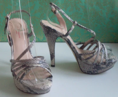 LK Bennett London Snake Python Strappy Platform Heels Size EU 37 UK 4 US 6 - Image 1 of 4