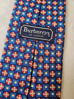 Corbata geométrica vintage Burberry's 100 % seda cosida a mano EE. UU. Foto 1 de 4