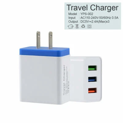 Cargador de pared USB adaptador de corriente CA hogar enchufe de EE. UU. para iPhone 6 7 8 X Samsung LG HTC Foto 1 de 2