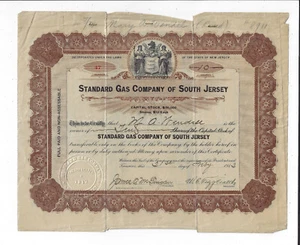 NEW JERSEY 1913 Standard Gas Company of South Jersey Stock Certificate #47 - Picture 1 of 2
