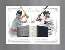 Carl Yastrzemski Pedroia 2022 Panini Flawless Dual Diamond Memorabilia 5/15 ⚾