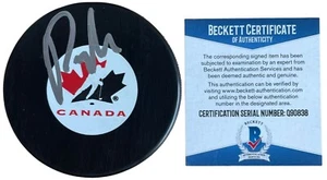 PEYTON KREBS SIGNED TEAM CANADA PUCK BECKETT COA BUFFALO SABRES Q90838 - Picture 1 of 2