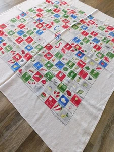 Vintage 1950's Square Tablecloth with 6 Matching Dinner Napkins Hedaya Bros - Picture 1 of 16
